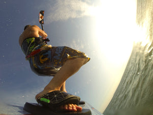Kitesurfing Kiteboard and Wakeboard GoPro Mount without bolts and leash by Flymount